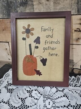 Vintage Hand Stitched Wood Framed Artwork